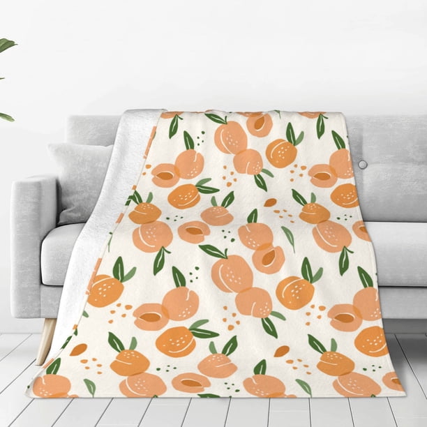 Fotbe Peaches Manta de Franela Acolchonada con Estampado, Súper Suave y Esponjosa, Extra Grande para Sofá, Cama, Uso Todo el Año-60"x50"