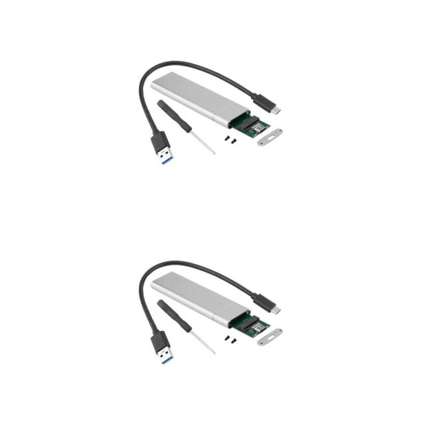 Seitruly 22x3 0/42/60/80 USB a M.2 NGFF SSD caja de aleación de aluminio carcasa de disco duro móvil controlador portátil plata A-C Cable plateado de CA 2Conjunto