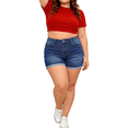 thumbnail image 5 of QERINTE Plus Size Blue Shorts for Women Stretchy High Waisted Denim 14 to 22, 5 of 6