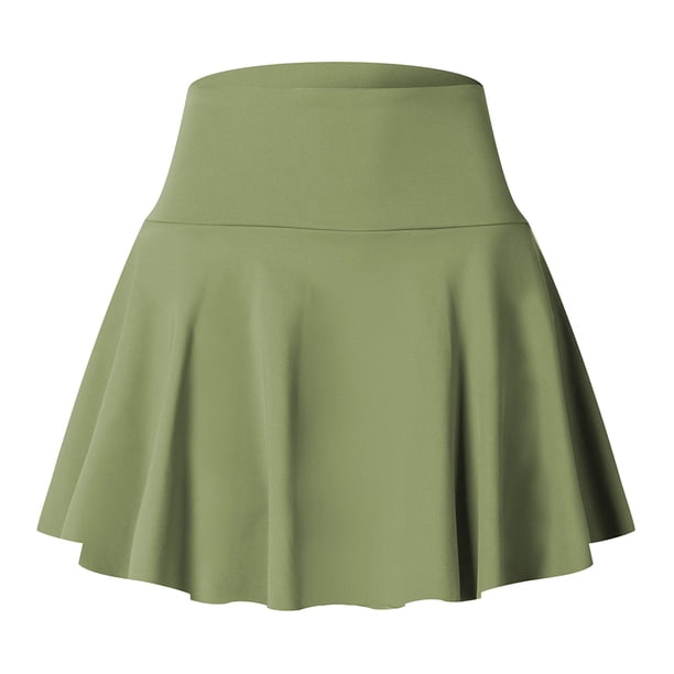 Falda de tenis 2 en 1 con pantalones cortos para mujer: falda pantalón deportiva de nailon y spandex transpirable con cintura elástica para correr y hacer ejercicio