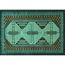 Ahgly Company Machine Washable Indoor Rectangle Persian Turquoise Blue Traditional Area Rugs, 5' x 7'