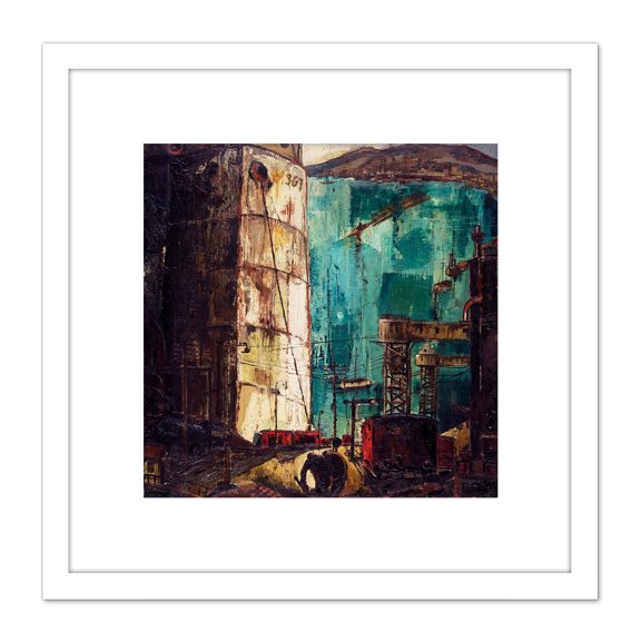 Karlis Padegs The Port The Dock 8X8 Inch Square Wooden Framed Wall Art Print Picture with Mount
