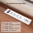 thumbnail image 3 of 20W PD USB C Recessed Power Strip Desktop Power Socket 4 Outlets 3 USB (PD20W&QC18W) Mountable Flat Plug Charging Station for Countertop Cabinet Desk ETL Listed, 3 of 5