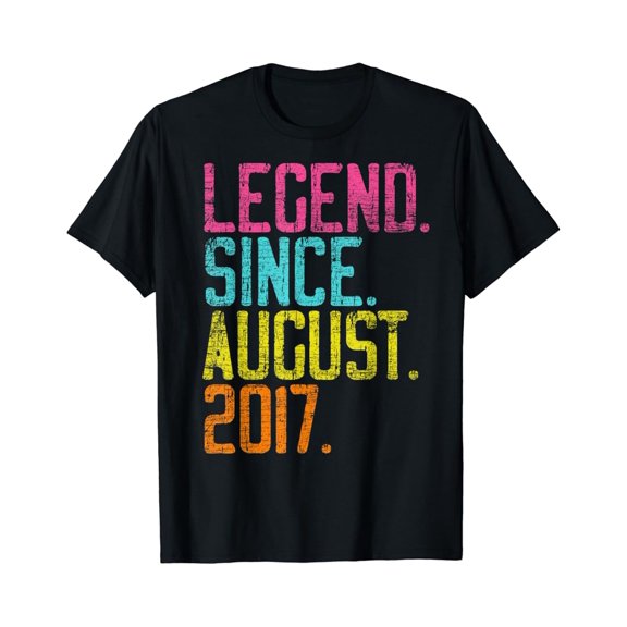 Hot Trending Legend Since August 2017 Bday Gifts 2th Birthday T-Shirt Vintage Tee -Birthday Gifts