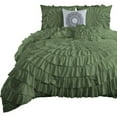 thumbnail image 2 of DNG Creations 5 Piece Luxury Circle Ruffle Comforter with 1 Freebie Ruffle Pillow All-season 550 GSM 800TC, 100% Egyptian Cotton ( King/Cal King Size ) Solid Moss Colour, 2 of 5
