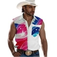 thumbnail image 3 of BVOFAR 4th of July Tank Tops for Men Casual American Flag Stars and Stripes Graphic Tees Button Down Patriotic Sleeveless Shirts with Pockets 250th Anniversary USA Tops Pink XXXL, 3 of 6