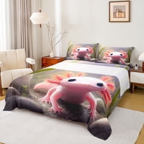 Castle Fairy Child Boys Girls Cute Sea Salamander Bed Sheets,Cartoon Axolotl King Sheets