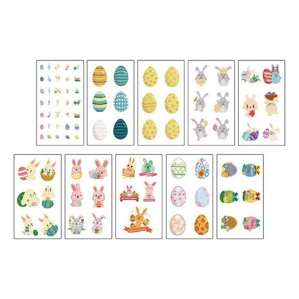 10 Piezas de Pegatinas Temporales de Pascua Salvador para Cara y Cuerpo Niños y Mujeres