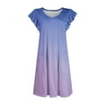 thumbnail image 3 of WTOBBY Women's Summer Dress with Ruffle Sleeve V-Neck Short Length, Fashion Casual Flowy A-Line Swing Sundress with Pocket, Gradient Print for Beach and Party Wear, Light and Airy,Purple S, 3 of 4