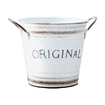 thumbnail image 2 of Naittoop Rustic Metal Flower Bucket Vintage Metal Handled Flower Pots Planter Bucket Herb Flower Holder for Railing Fence Balcony Deck Garden Home Decor 5 in White, 2 of 6
