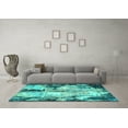 thumbnail image 3 of Ahgly Company Indoor Square Oriental Turquoise Blue Industrial Area Rugs, 7' Square, 3 of 4