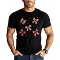 thumbnail image 1 of Camisetas para hombre, camiseta romántica de algodón con cuello redondo y lazo de corazón, manga corta para hombre, San Valentín, corazones con lazo, 1 of 8