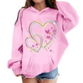 thumbnail image 3 of DHFJKG Girls Hoodies Kids Oversized Sweet Heart Graphic Print Long Sleeve Sweatshirt Soft Comfortable Hooded Pullover With Pocket Toddlers Teens Versatile Tops, 3 of 4