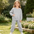 thumbnail image 6 of Cethrio Girls Outfit Sets, Fleece-lined Casual 2 PC Long Sleeve Sweatshirts and Sweatpants Sets Gray Size 4, 6 of 9