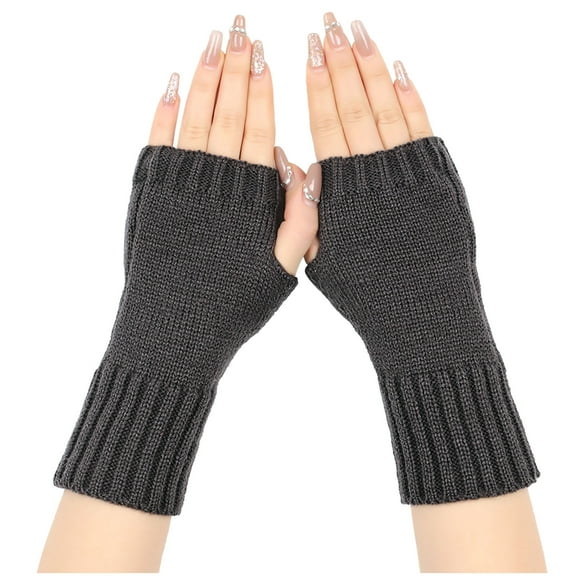 absanyy Women's Soft Polyester Fingerless Gloves - Dark Gray, One Size Fits All - Warm for Typing, Office, Cold Weather, Durable & Stylish