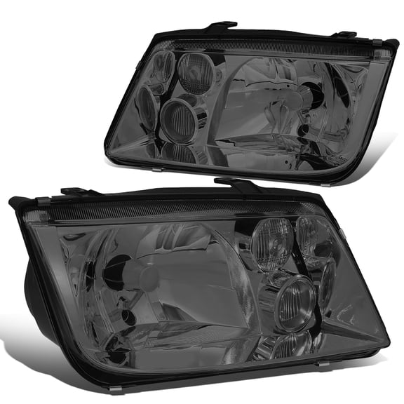 DNA Motoring HL-OH-VWJE99-BK For 1999 to 2005 Volkswagen VW Jetta MK4 Euro-Spec E-Code Style Smoked Housing Headlight w/Fog Lamp