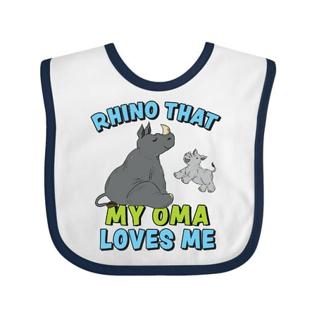 

Inktastic Rhino That My Oma Loves Me with Cute Rhinos Gift Baby Boy or Baby Girl Bib