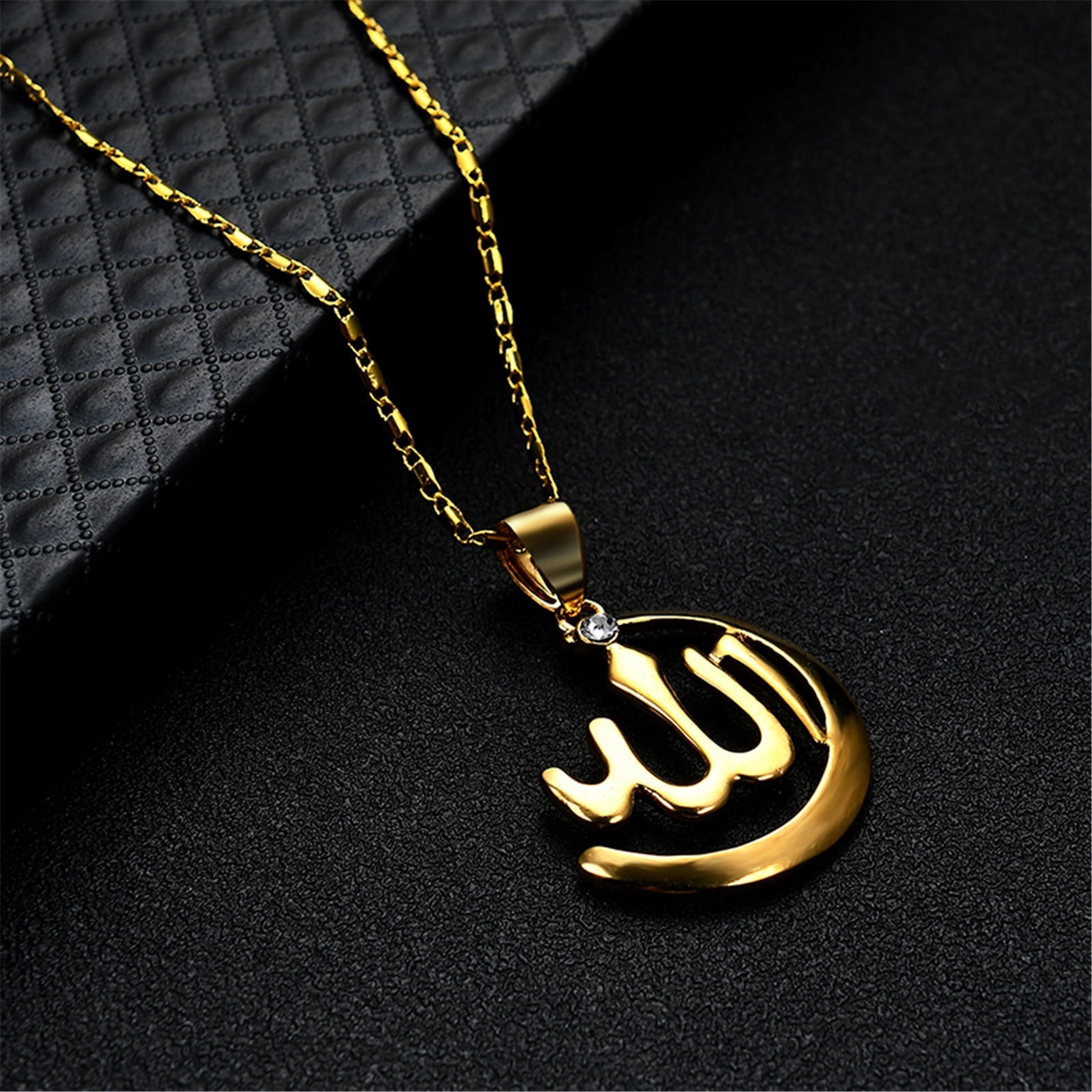 Men Women Muslim Allah Pendant Golden Tone Chain Necklace Jewelry Gift Utility