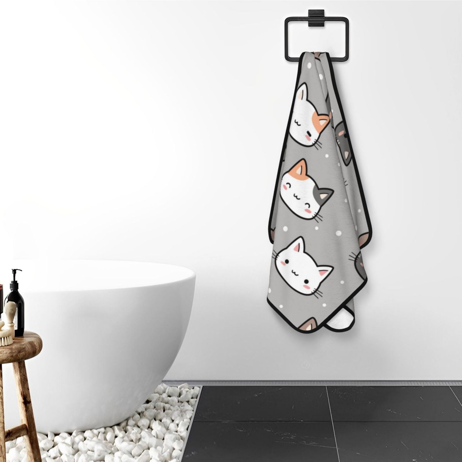 Cotton Bath Towels for Bathroom - Elegant Cartoon Cute Cat Face Microfiber Quick Dry Towels for Body Bath Sheets, Personalized Beach Towel, Soft Shower Towels for Travel Home Beach 27*55in