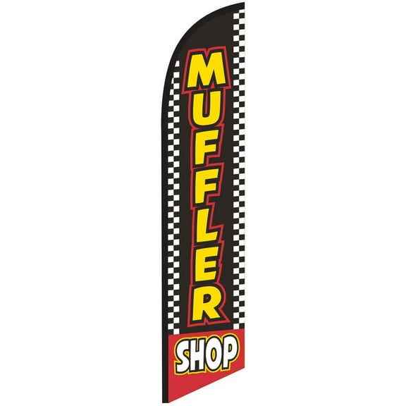 Muffler Shop Feather Banner Swooper Flag -No Wind Required- Replacement FLAG ONLY