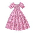 thumbnail image 3 of Juslio Girls Dresses Summer New Short Sleeved Doll Neck Cute Princess Dress Round Neck Princess Bow Skirt Pink 9 Years, 3 of 3