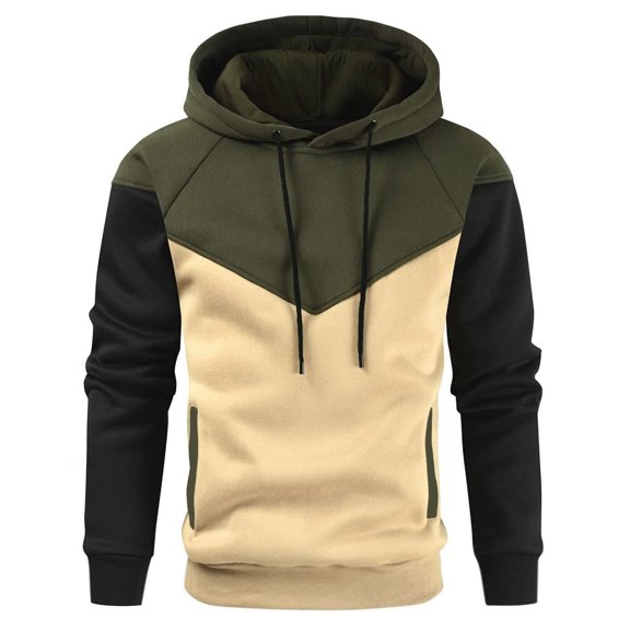 LWavelet Mens Casual Pullover Hoodie Long Sleeve Sweatshirt Lightweight Drawstring Hooded Top with Kangaroo Pocket for Everyday Wear