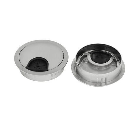 

Computer Desktop Zinc Alloy Round Shaped Wire Hole Covers Silver Gray 53mm 2pcs