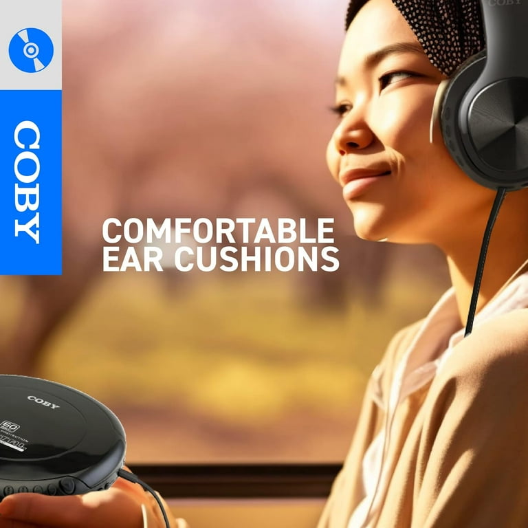 Coby Portable CD Player, COBY-CD193BK, Anti-Skip with Foldable