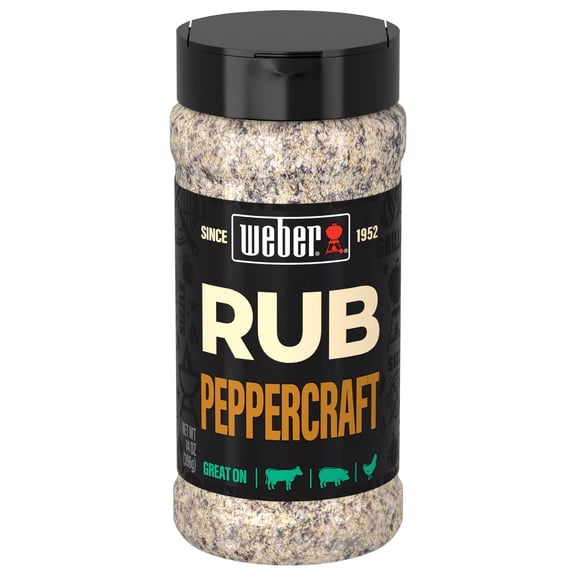 Weber Peppercraft Rub, Black Pepper Seasoning Blend, 14 oz Bottle