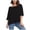 Black, variant on Womens Tops Shirts Solid Color Casual Crewneck 3/4 Sleeve Linen Crop Plus Sizes Plain Tees Blouses White