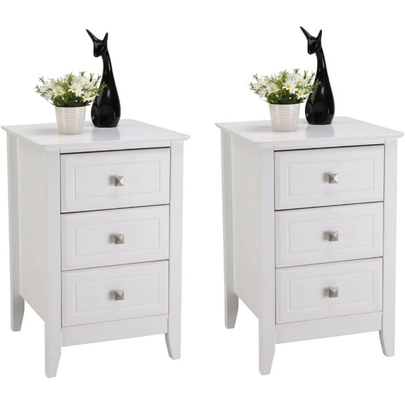 Bonnlo Upgraded White Nightstand with 3 Drawers, Modern Night Stands for Bedrooms Set of 2, Wooden Bed Side Table/Night Stand for Small Spaces, College Dorm, Kids’ Room, Living Room, 23.6in H