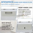 thumbnail image 4 of 2 Piezas W10169961A Filtro de Campana para Jenn Air Range Hood Reemplace el Filtro de VentilacióN de Aluminio 12X10.5 Pulgadas, 4 of 5