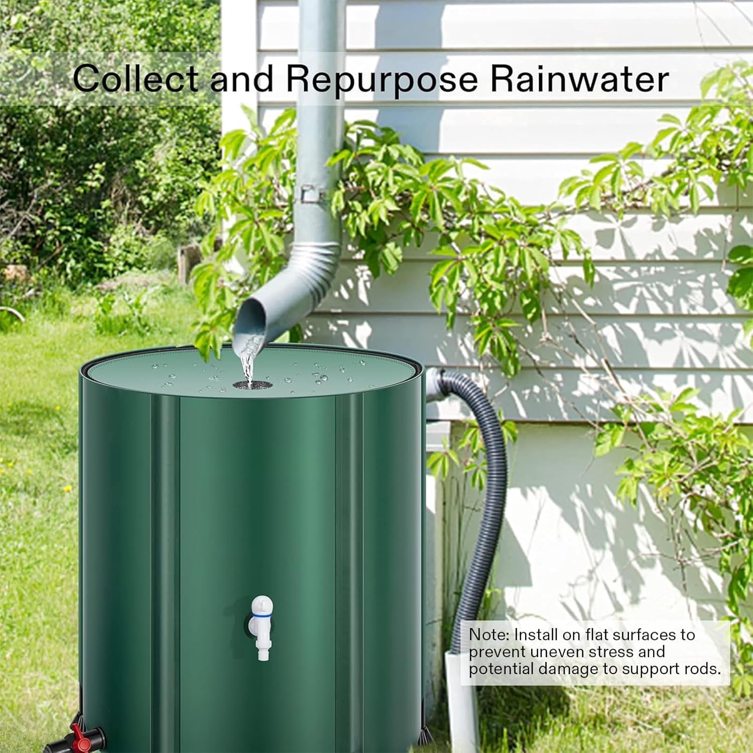 Collapsible Rain Barrel, 53 Gallon with 1000D Oxford Cloth, Portable Rain Collection System, Water Barrel Collector w/Filter Spigot