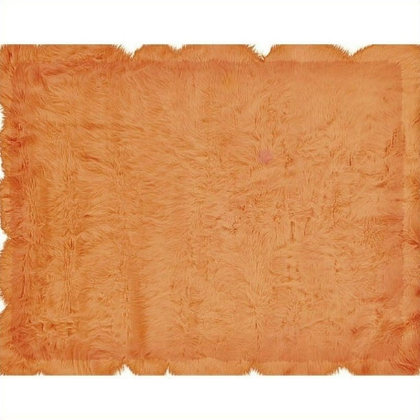 Linon Rug Tapis en Fausse Peau de Mouton Zone Rectangulaire en Orange-1'7" x 2'6"