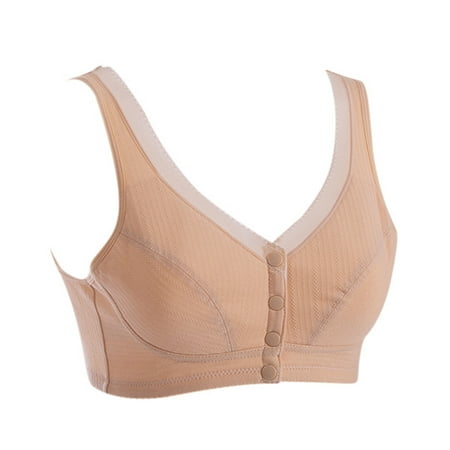 Riforla Women s Portable Front Button Large Size Wire Underwear Comfortable and Non Tight Elderly Bra Bras for Older Women Beige 95B