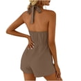 thumbnail image 3 of Pounoo Women's Rompers Halter Neck Sleeveless Knit Rompers Casual Daily Style Lightweight Breathable Tie Back Elastic Waist Solid Color Rompers Gift, 3 of 9