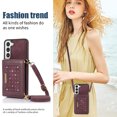 thumbnail image 4 of Tarise Galaxy S21 Wallet Case Cover for Women Men, Glitter PU Leather Crossbody/Shoulder Strap RFID Blocking Kickstand Magnetic Clasp Phone Case for Samsung Galaxy S21 5G 6.2 inch 2021, Winered, 4 of 10