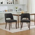 thumbnail image 2 of UHOMEPRO Dining Chair Set of 2, Mid-Century Fabric Upholstered Dining Room Chairs, Modern Kitchen Chairs with Curved Backrest and Copper Nails for Dining Room Living Room Kitchen, Black, 2 of 9