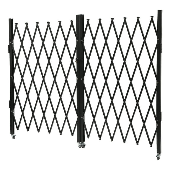 Wildnix Double Folding Security Gate with Expandable Design, Lock,   Wheels, and Stainless Steel Rivets for High Traffic Areas