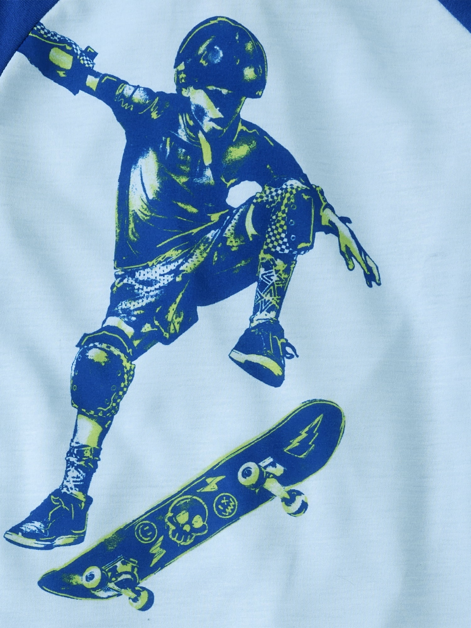 The Children's Place Big Boys Short Raglan Sleeve Skateboarder PJs, 2-Piece, Sizes XS-XXL