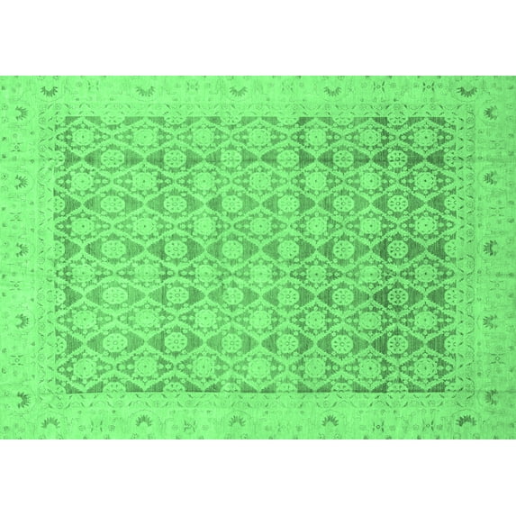 Ahgly Company Indoor Rectangle Oriental Emerald Green Traditional Area Rugs, 2' x 4'