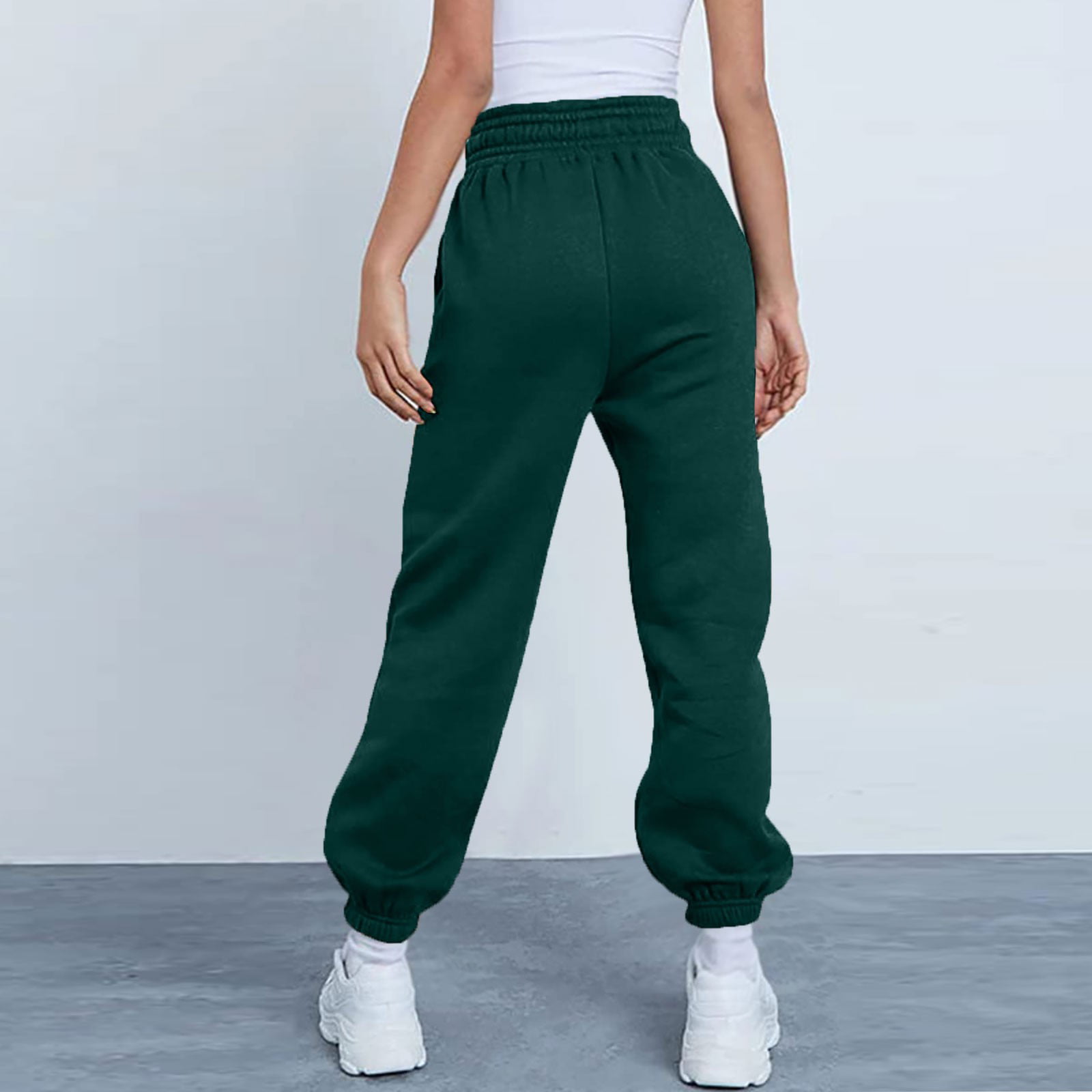 Hanas Pants Women's Casual Fashion Drawstring Elastic Waist Sweatpants  Solid Color Jogging Jogger Pants With Pockets 