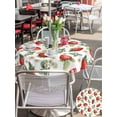 thumbnail image 6 of Outdoor Tablecloth with Umbrella Hole Zipper Red Strawberry Round Tablecloth 54" Waterproof Outside Table Cloth Summer Fruits Farmhouse Leaves Floral Rustic Patio Table Cover Tablecloths for Picnic, 6 of 8