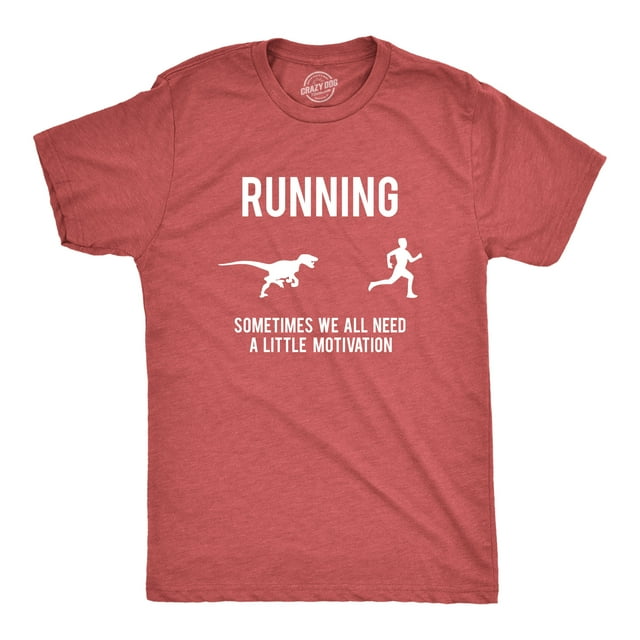 Mens Running Motivation Raptor Chase T Shirt Funny Dinosaur Tee Nerdy Graphic (Red) - 5XL