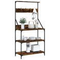 thumbnail image 2 of vidaXL Baker's Rack with Hooks 4-Tier Smoked Oak Engineered Wood, 2 of 5