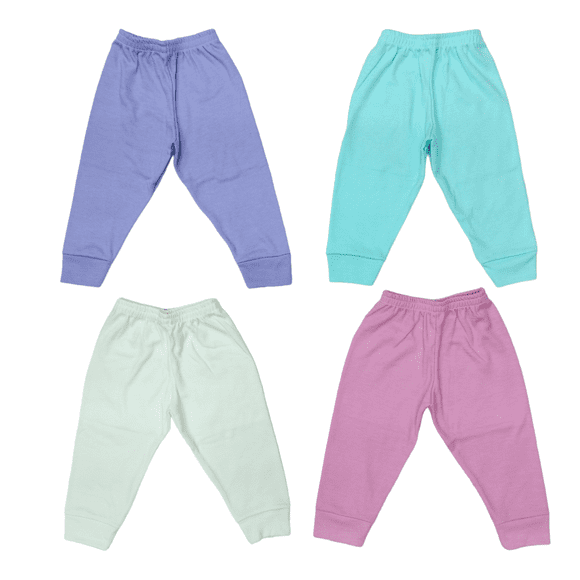 Paquete con 4 Pantalones Suaves para Bebé Niña combinación de colores pastel, Baby Planet México, Talla 6 a 9 Meses, 100% Algodón