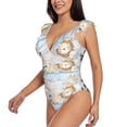 thumbnail image 3 of Goofa Cute Animals Print Women's Ruffled One Piece Swimsuit V Neck, 3 of 7