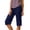 1# Navy, variant on Bermuda Shorts for Women Linen Shorts Knee Length Casual Summer Capri Pants Pull On Long Shorts Khaki S 13" Inseam