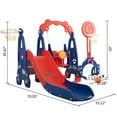 thumbnail image 6 of Slide and Swing Playing Set, Toddler Extra-Long Slide with 2 Basketball Hoops, Football, Red Blue, 6 of 7