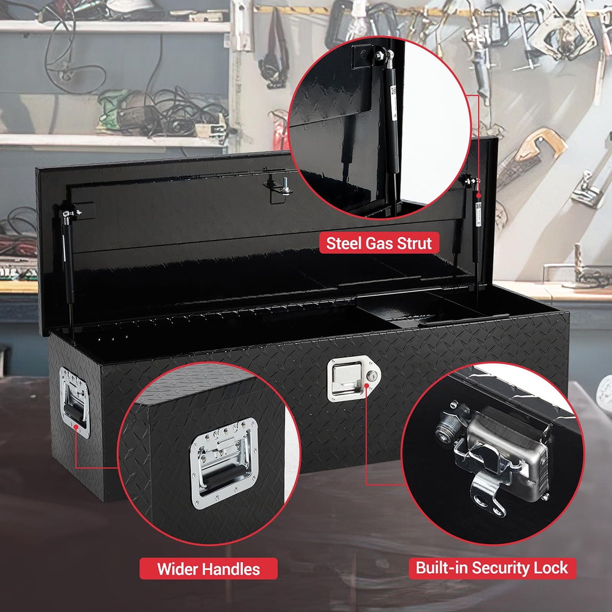 Danolapsi 30 Inch Aluminum Truck Tool Box, Truck Bed Storage Box With Security Lock And Wider Handles, Heavy Duty Waterproof Tool Box Organizer Chest For Pick Up Truck Rv Trailer